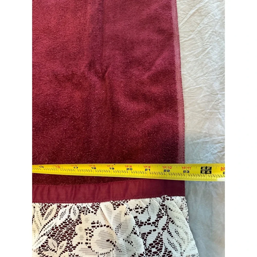 Vtg Elizabeth Gray Tiffany Lace 4pc Towel Set Cranberry Burgundy Bows Made n USA